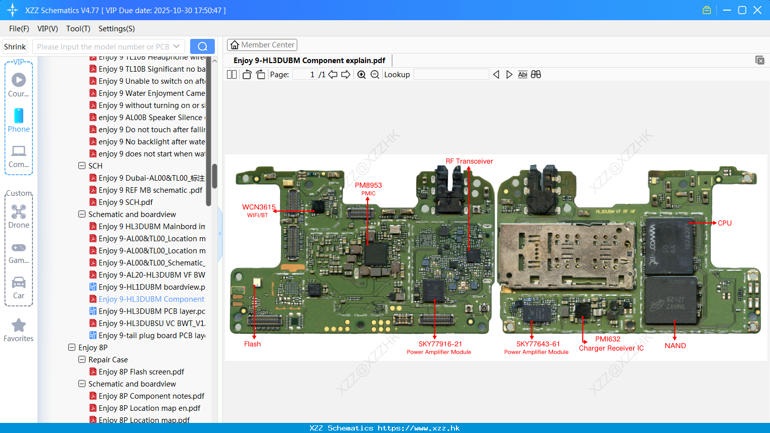 Huawei Enjoy 9-HL3DUBM Component Explain